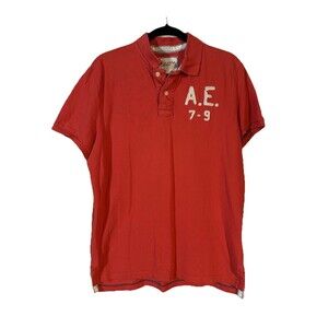 American Eagle Shirt Mens Size Large Red Short Sleeve Polo Athletic AE 7-9